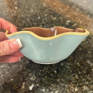 Southern Living At Home Portugal Scalloped Dip Bowl Aqua Brown Replacement 6.5”